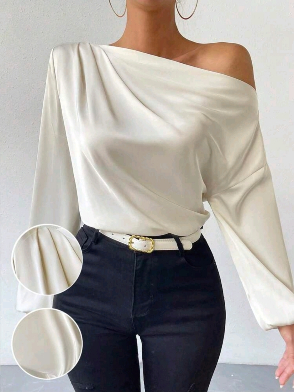 Satin Asymmetrical Ruched Top